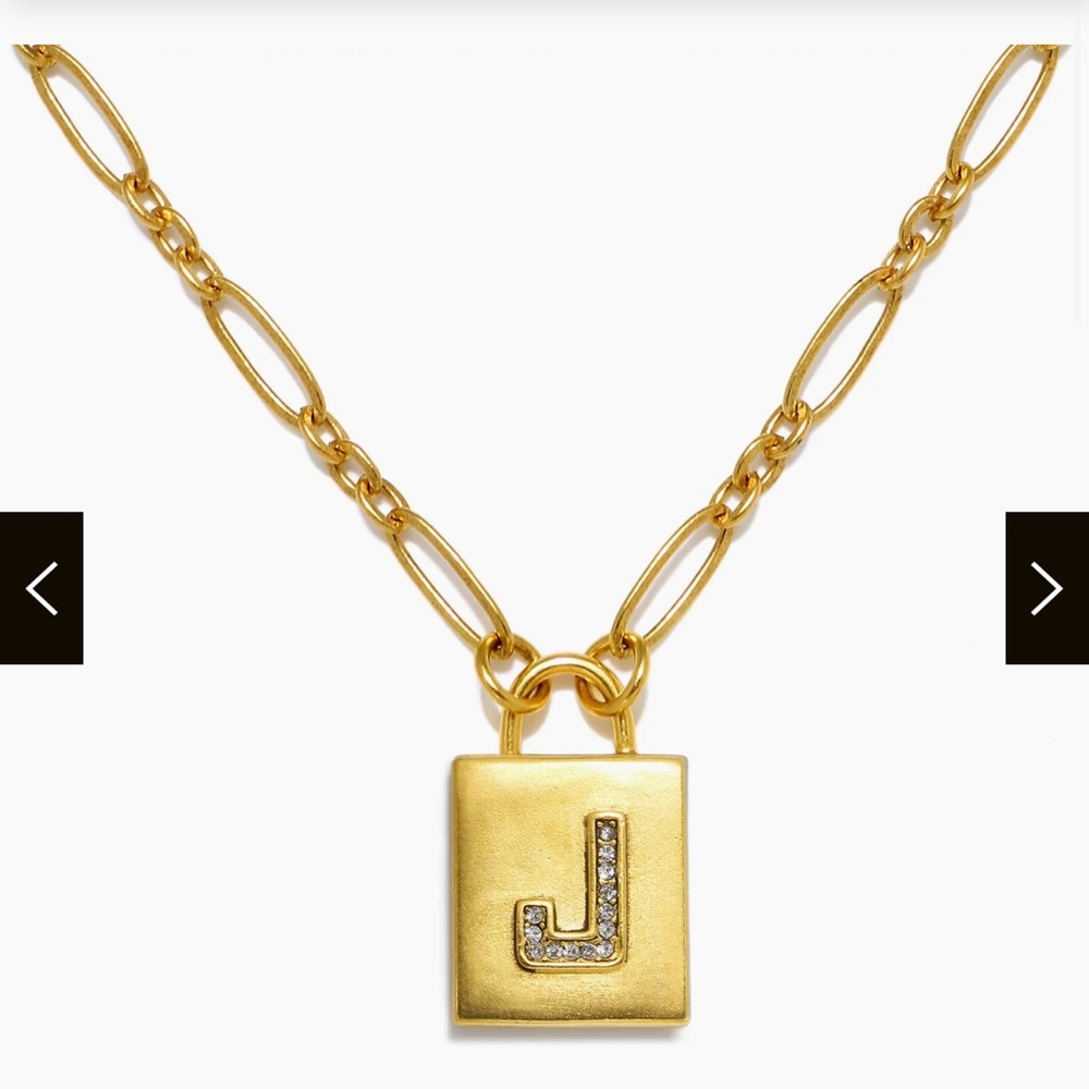 Gold Initial 'J' Padlock Necklace